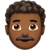 👨🏾‍🦱 man: medium-dark skin tone, curly hair display on Apple